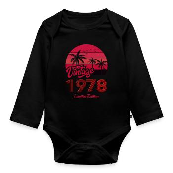 Vintage Année 1978 Edition Limitée Rouge - Body Bébé bio manches longues - noir - Devant