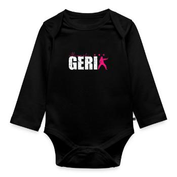 Karate Mawashi Geri drehender Fußtritt - Baby Bio-Langarm-Body - Schwarz - Vorne