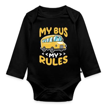 My bus My rules - Baby Bio-Langarm-Body - Schwarz - Vorne
