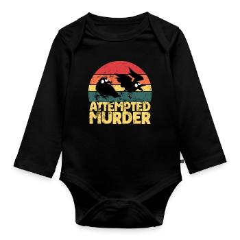 Tentative de meurtre de corbeaux drôle d’amoureux des oiseaux - Body Bébé bio manches longues - noir - Devant