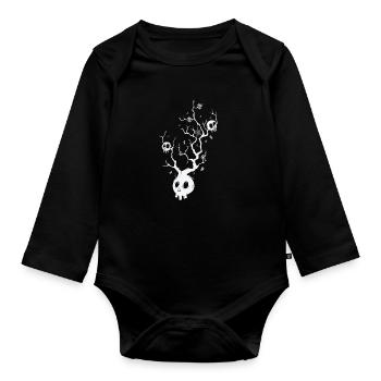 Bone Skull Tree Horror Gothic Style - Organic Longsleeve Baby Bodysuit - black - Front