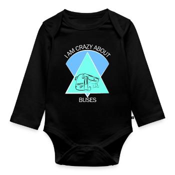 Bus Busfahrer Schulbus Autobus Busfahrerin - Baby Bio-Langarm-Body - Schwarz - Vorne