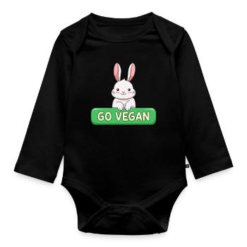 Conception de lapin pour les fiers végétaliens - Body Bébé bio manches longues - noir - Devant