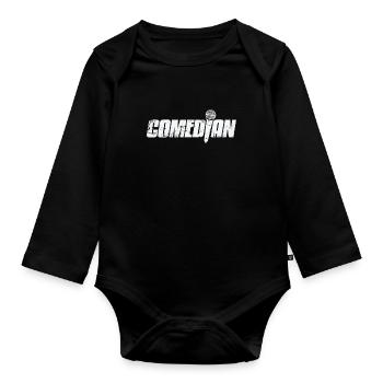 Comedian laughing funny joke - Organic Longsleeve Baby Bodysuit - black - Front