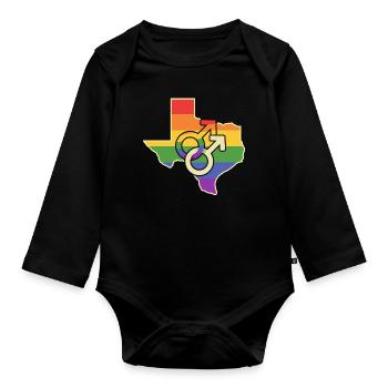 Gay Love Texas Card Design pour les Texans LGBT + - Body Bébé bio manches longues - noir - Devant