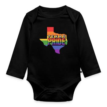 Carte Texas Rainbow design pour les Texans LGBT+ - Body Bébé bio manches longues - noir - Devant