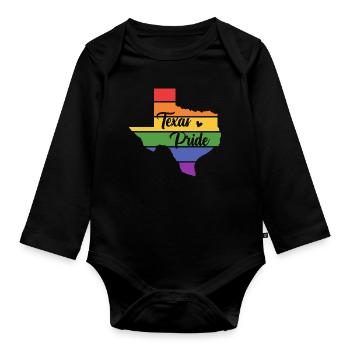 Carte du Texas en arc-en-ciel pour les Texans LGBT+ - Body Bébé bio manches longues - noir - Devant
