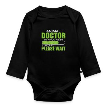 Animal Doctor in Progress Chargement Veuillez patienter - Body Bébé bio manches longues - noir - Devant