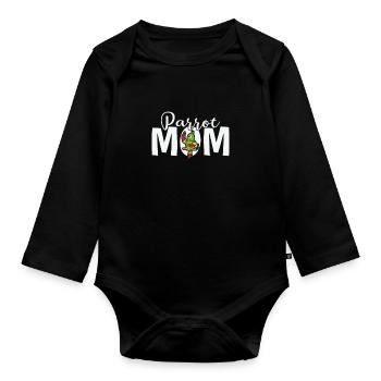Parrot Mom Bird Animal - Organic Longsleeve Baby Bodysuit - black - Front