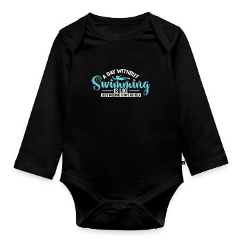 A Day without Swimming is like Sport - Baby Bio-Langarm-Body - Schwarz - Vorne