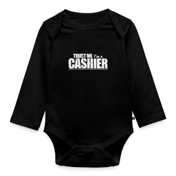 Trust Me I'm a Cashier Supermarkt Verkäufer - Baby Bio-Langarm-Body - Schwarz - Vorne