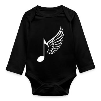 Musical Note Wings - Original Gift Idea - Organic Longsleeve Baby Bodysuit - black - Front