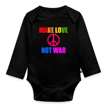 Make love not war - Body Bébé bio manches longues - noir - Devant