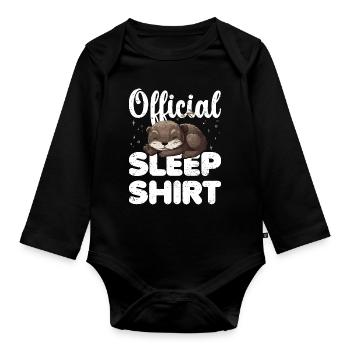 Otter Official Sleep Shirt Lazy Relax - Organic Longsleeve Baby Bodysuit - black - Front