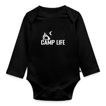 Camp Life Urlaub Berge und Wandern - Baby Bio-Langarm-Body - Schwarz - Vorne