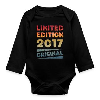 Limited Edition Geburtstag Party Jahrgang 2017 - Baby Bio-Langarm-Body - Schwarz - Vorne