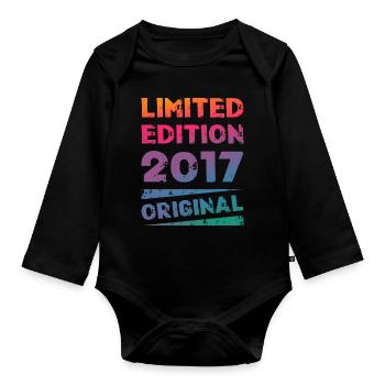 Limited Edition Geburtstag Party Jahrgang 2017 - Baby Bio-Langarm-Body - Schwarz - Vorne