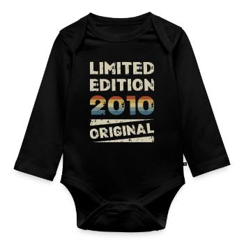 Limited Edition Birthday Party Vintage 2010 - Organic Longsleeve Baby Bodysuit - black - Front