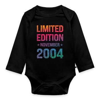 Limited Edition Birthday Party Vintage 2004 - Organic Longsleeve Baby Bodysuit - black - Front