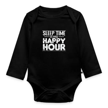 L’heure du sommeil est mon passe-temps de nuit Happy Hour - Body Bébé bio manches longues - noir - Devant