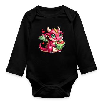 Colorful Dragon - Organic Longsleeve Baby Bodysuit - black - Front