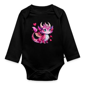 Colorful Dragon - Organic Longsleeve Baby Bodysuit - black - Front