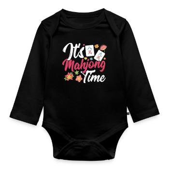 Cadeau pour les fans de Mahjong - Body Bébé bio manches longues - noir - Devant