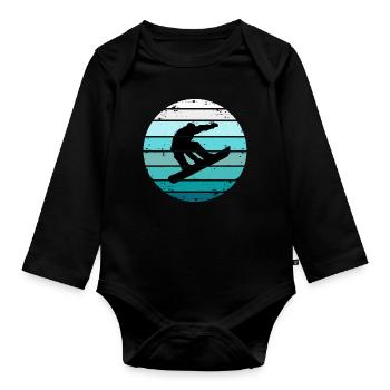 Snowboarder Winter Sports Snowboard - Organic Longsleeve Baby Bodysuit - black - Front