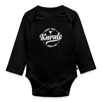 Living that Karate ... - Organic Longsleeve Baby Bodysuit - black - Front