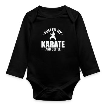 Fueled by Karate and Coffee - Organic Longsleeve Baby Bodysuit - black - Front