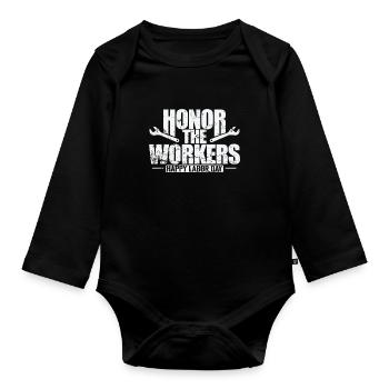 Honor the Workers Happy Labor Day - Baby Bio-Langarm-Body - Schwarz - Vorne