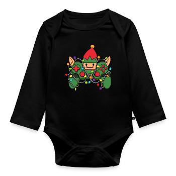 Christmas Gaming Controller - Baby Bio-Langarm-Body - Schwarz - Vorne