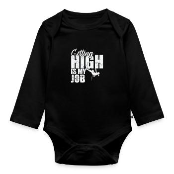 Se défoncer, c’est mon boulot Escalade de bloc - Body Bébé bio manches longues - noir - Devant