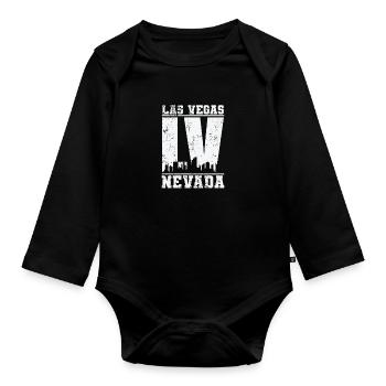 Las Vegas Nevada Stadt in den USA - Baby Bio-Langarm-Body - Schwarz - Vorne