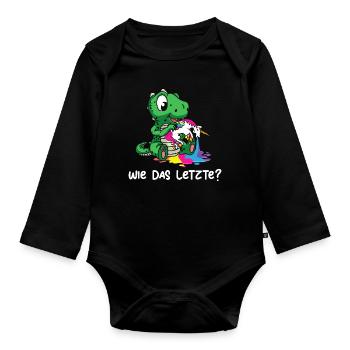 Drachen Wie Das Letzte Drache frisst Einhorn - Baby Bio-Langarm-Body - Schwarz - Vorne