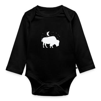 Bison im Mondschein - Baby Bio-Langarm-Body - Schwarz - Vorne