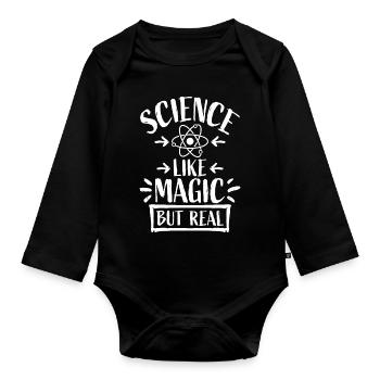 La science comme de la magie, mais un vrai professeur scientifique - Body Bébé bio manches longues - noir - Devant