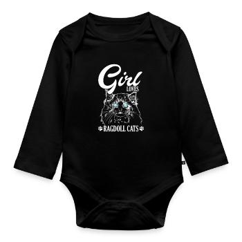 Girl loves Ragdoll Cats Haustier - Baby Bio-Langarm-Body - Schwarz - Vorne