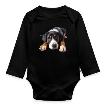 Greater Swiss Mountain Dog - Organic Longsleeve Baby Bodysuit - black - Front