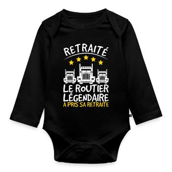 Retirement Gift for Truck Driver Dad Retired Driver - Organic Longsleeve Baby Bodysuit - black - Front