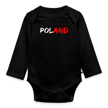 Drapeau de football de la Pologne - Body Bébé bio manches longues - noir - Devant