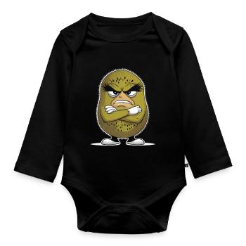 Kiwi - Baby Bio-Langarm-Body - Schwarz - Vorne