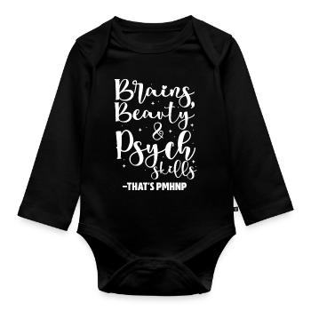 brains beauty psych skills Design for a - Baby Bio-Langarm-Body - Schwarz - Vorne