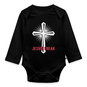Jésus Dieu Église chrétienne Croix Croire Foi - Body Bébé bio manches longues - noir - Devant