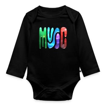 Neon Musik Text - Baby Bio-Langarm-Body - Schwarz - Vorne