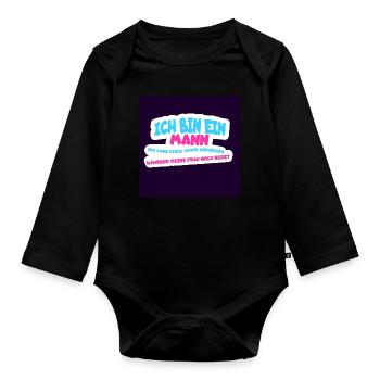 I'm a man, forget things humor - Organic Longsleeve Baby Bodysuit - black - Front
