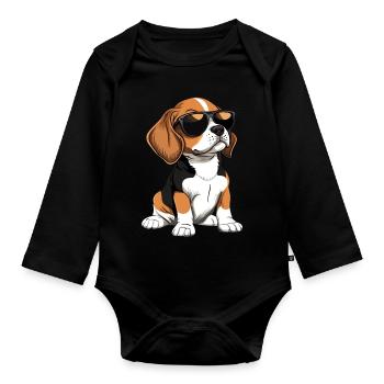 Lustiger Beagle Hund - Baby Bio-Langarm-Body - Schwarz - Vorne