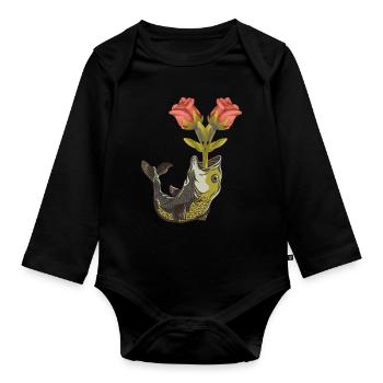 Pisces Birthday Valentine Romance - Organic Longsleeve Baby Bodysuit - black - Front