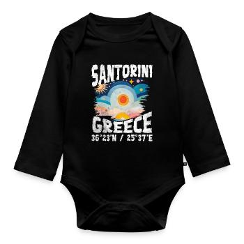 Griechenland Ägäische Inseln Col - Baby Bio-Langarm-Body - Schwarz - Vorne