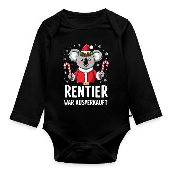 Rentier War Ausverkauft - Koala - Baby Bio-Langarm-Body - Schwarz - Vorne